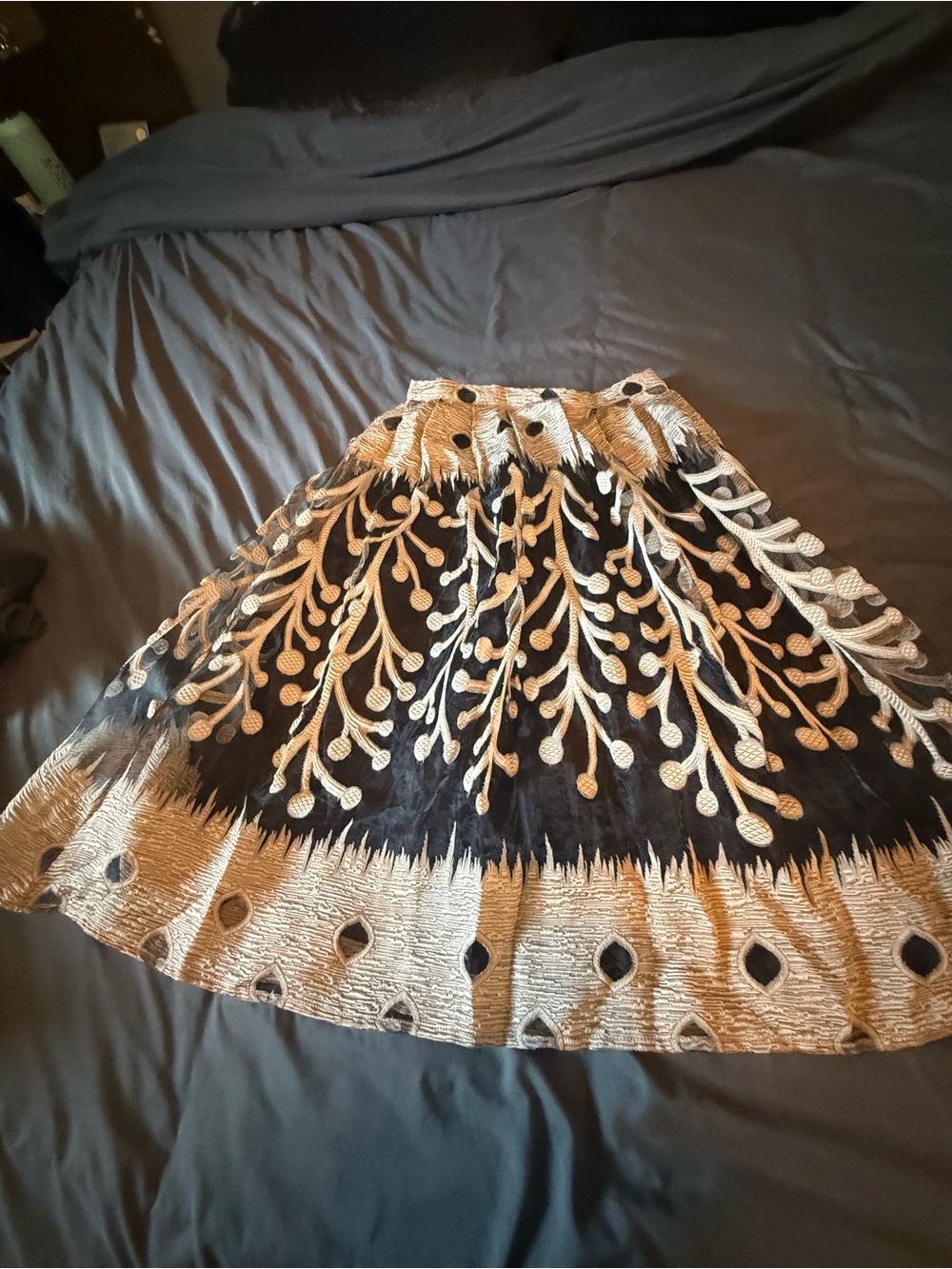 Windsor Black & Cream Embroidered Circle Skirt